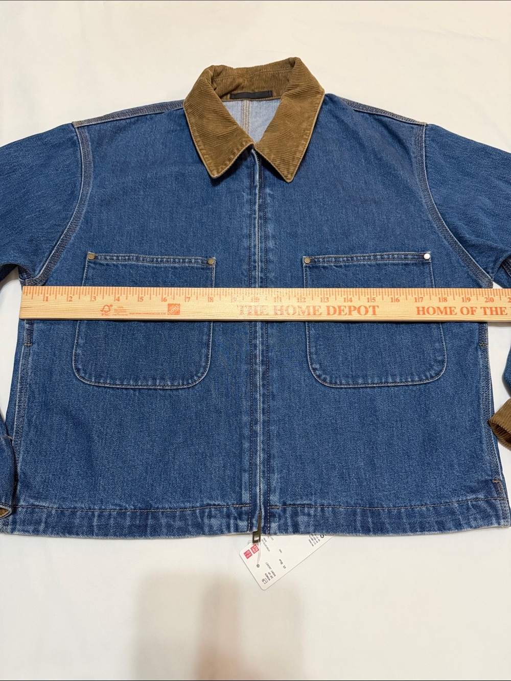 Uniqlo Zip-Up Short Jacket Corduroy Collar Oversized Front Pockets S NWT - Picture 5 of 9